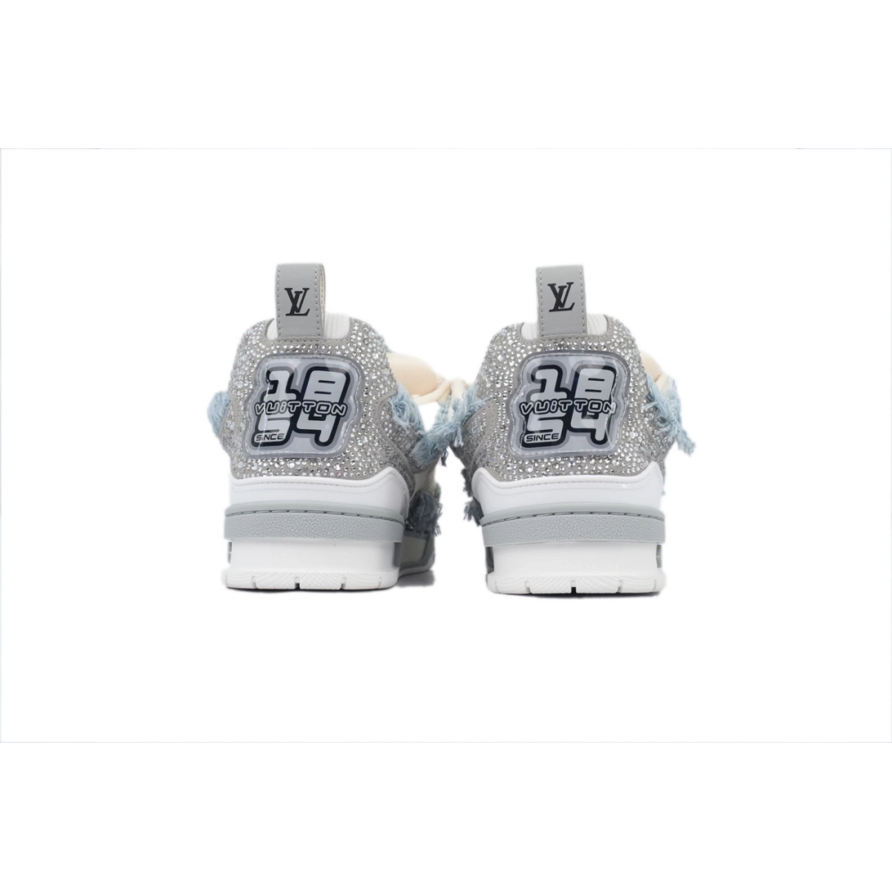 Louis Vuitton LV Skate Sneaker Horse Hair Gray White Diamond