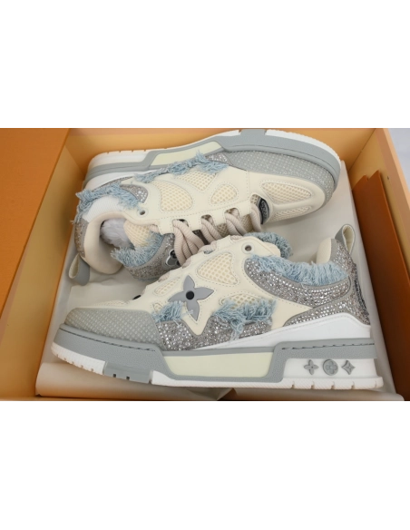 Louis Vuitton LV Skate Sneaker Horse Hair Gray White Diamond