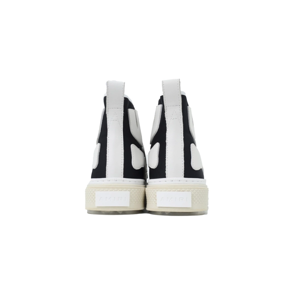 AMIRI Skel Court Hi Sneakers Cotton Canvas and Buffed Leather Sneakers Black White