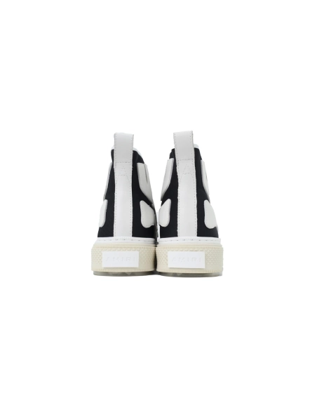 AMIRI Skel Court Hi Sneakers Cotton Canvas and Buffed Leather Sneakers Black White