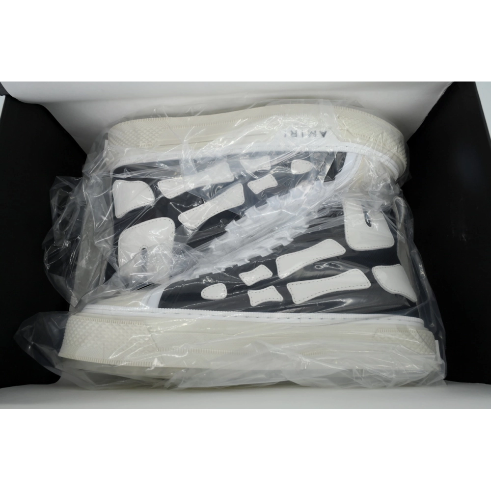 AMIRI Skel Court Hi Sneakers Cotton Canvas and Buffed Leather Sneakers Black White