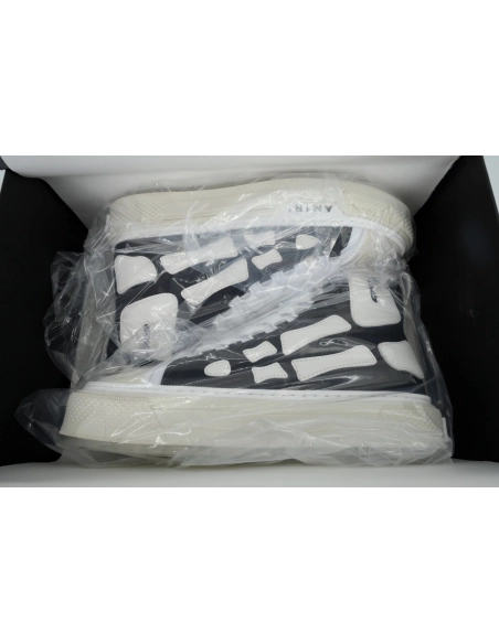 AMIRI Skel Court Hi Sneakers Cotton Canvas and Buffed Leather Sneakers Black White