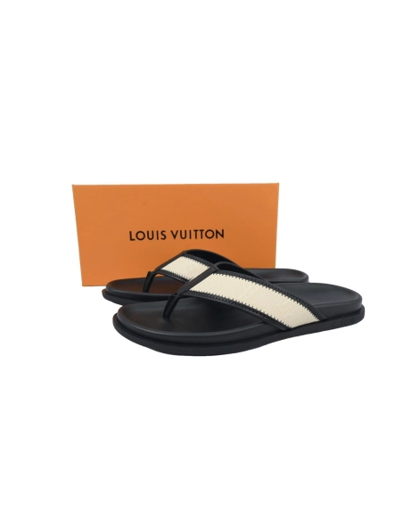 Louis Vuitton Flip Flop Sandal Black And Beige
