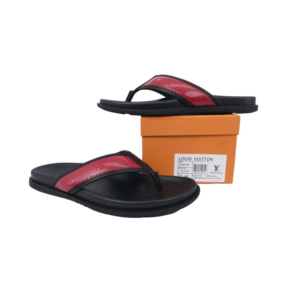 Louis Vuitton Flip Flop Sandal Black And Red