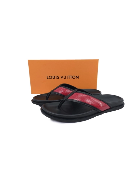 Louis Vuitton Flip Flop Sandal Black And Red