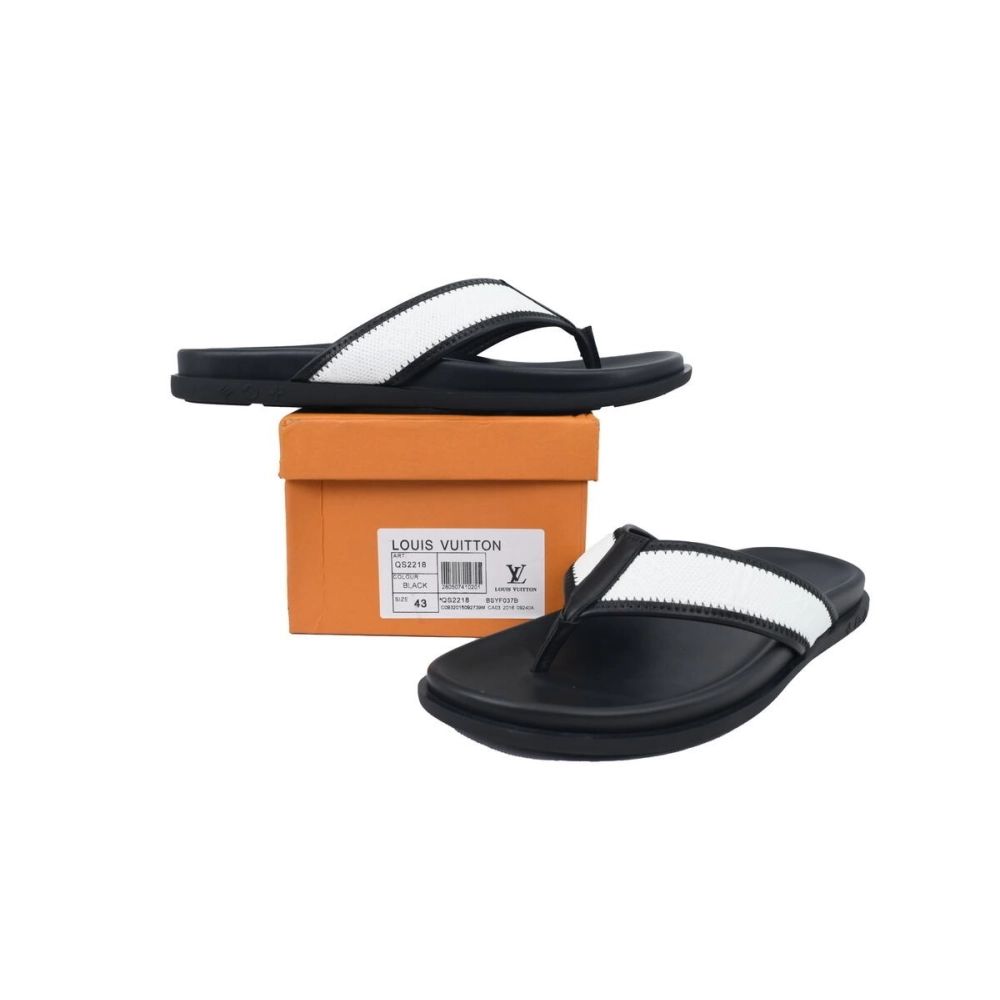 Louis Vuitton Flip Flop Sandal Black And White
