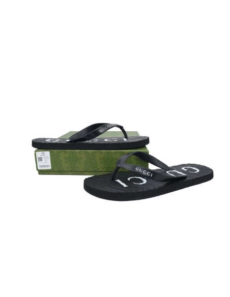 Gucci Flip Flops Logo Bottom Black