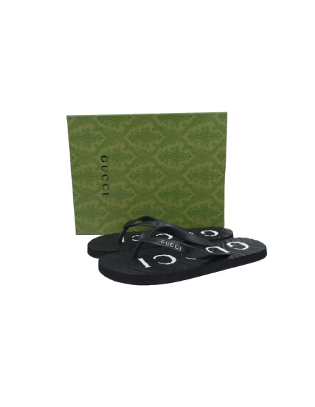 Gucci Flip Flops Logo Bottom Black