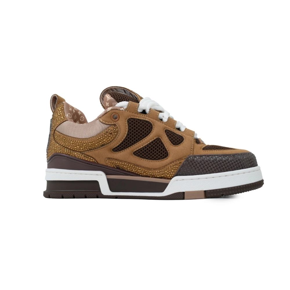 Louis Vuitton LV Skate Sneaker White Brown With Rhinestones