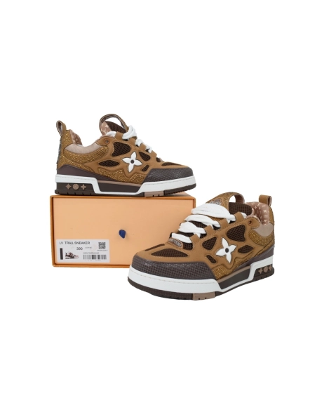 Louis Vuitton LV Skate Sneaker White Brown With Rhinestones