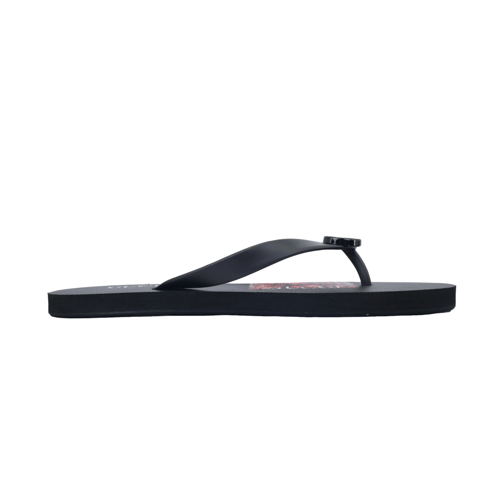 Gucci Flip Flops Red Bottom Flower Black