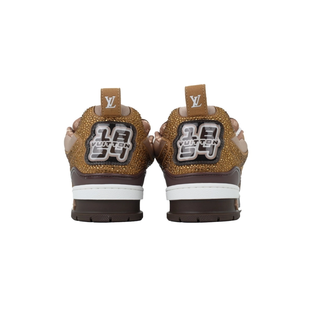 Louis Vuitton LV Skate Sneaker White Brown With Rhinestones