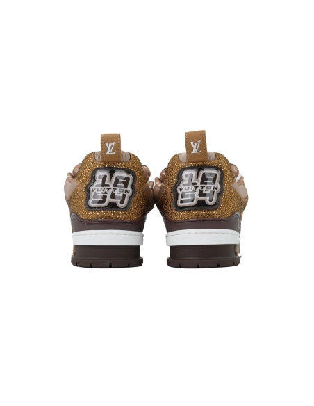 Louis Vuitton LV Skate Sneaker White Brown With Rhinestones