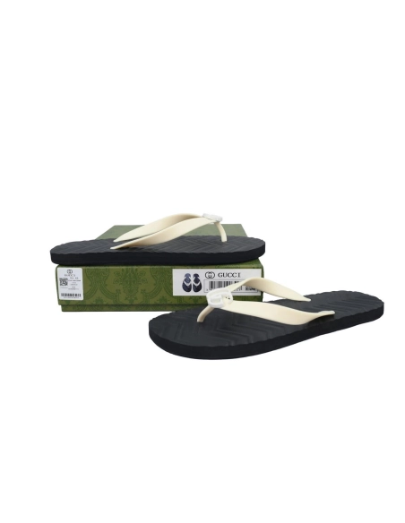 Gucci Slippers Double G White Black