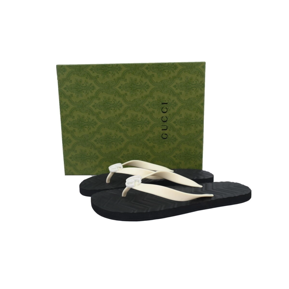 Gucci Slippers Double G White Black