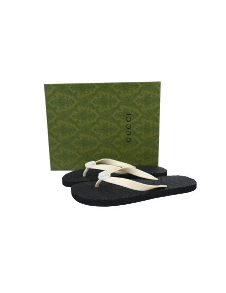 Gucci Slippers Double G White Black