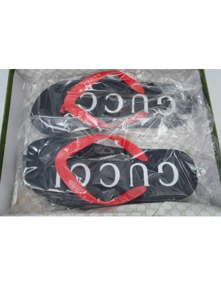 Gucci Slippers Double Black And Red