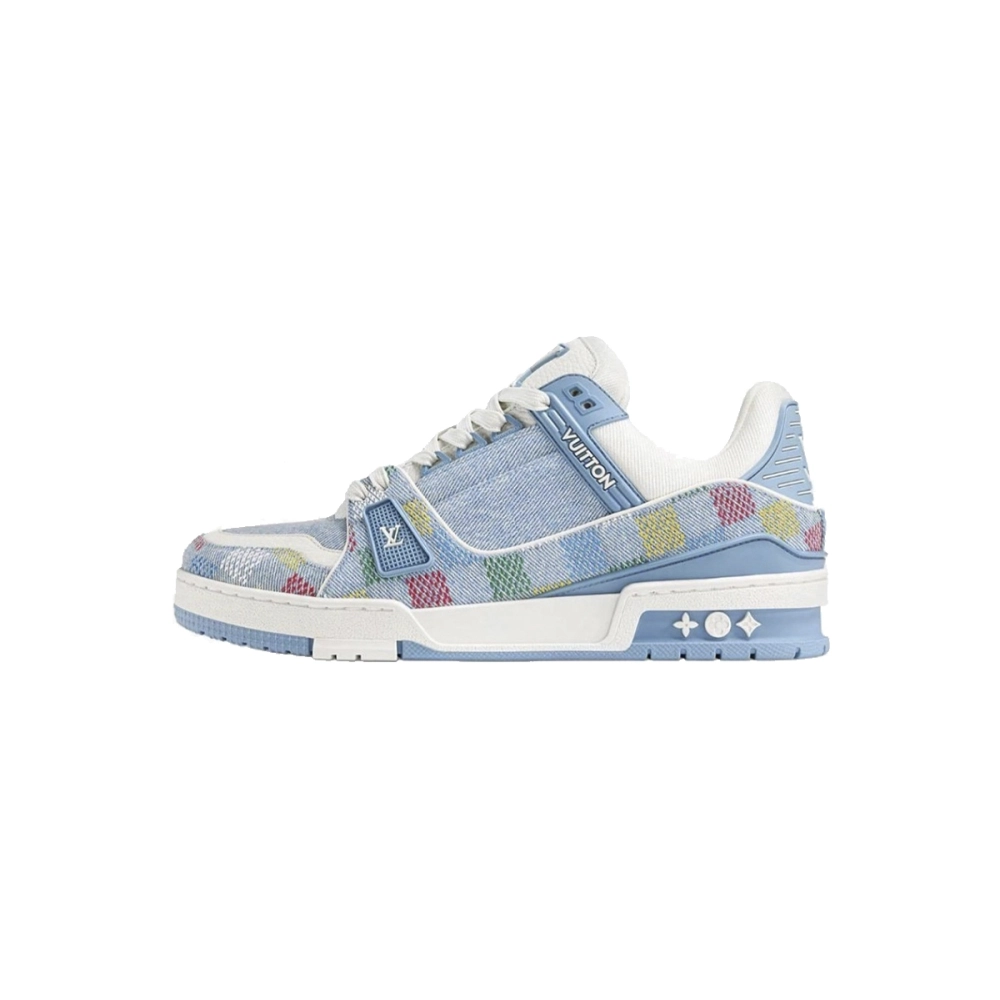 Louis Vuitton Trainer Denim Demier Multicolor Light Blue Grid 1AHCYN