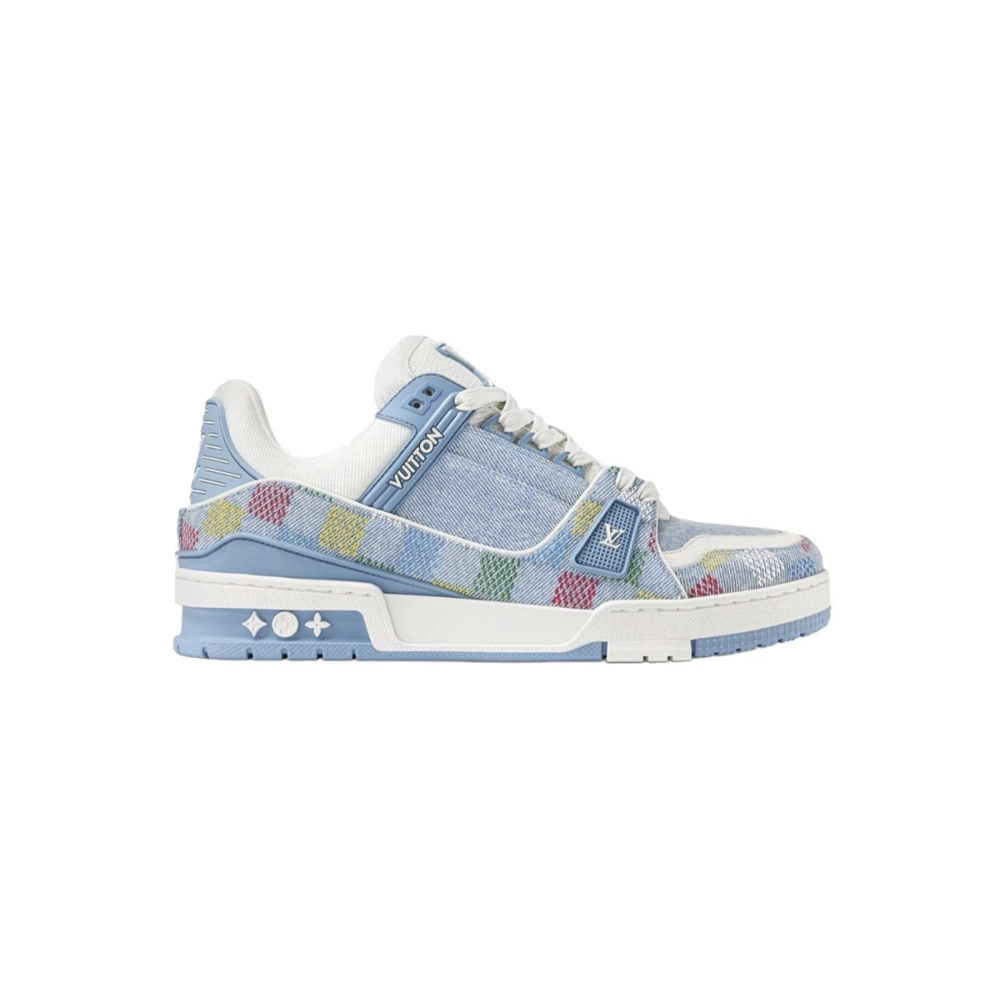 Louis Vuitton Trainer Denim Demier Multicolor Light Blue Grid 1AHCYN