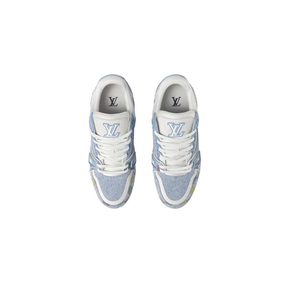 Louis Vuitton Trainer Denim Demier Multicolor Light Blue Grid 1AHCYN