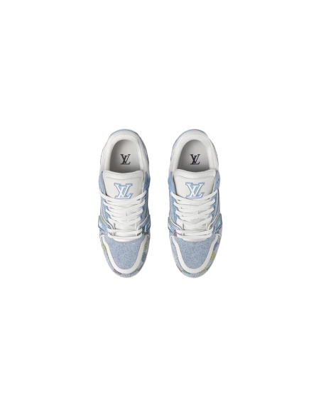 Louis Vuitton Trainer Denim Demier Multicolor Light Blue Grid 1AHCYN