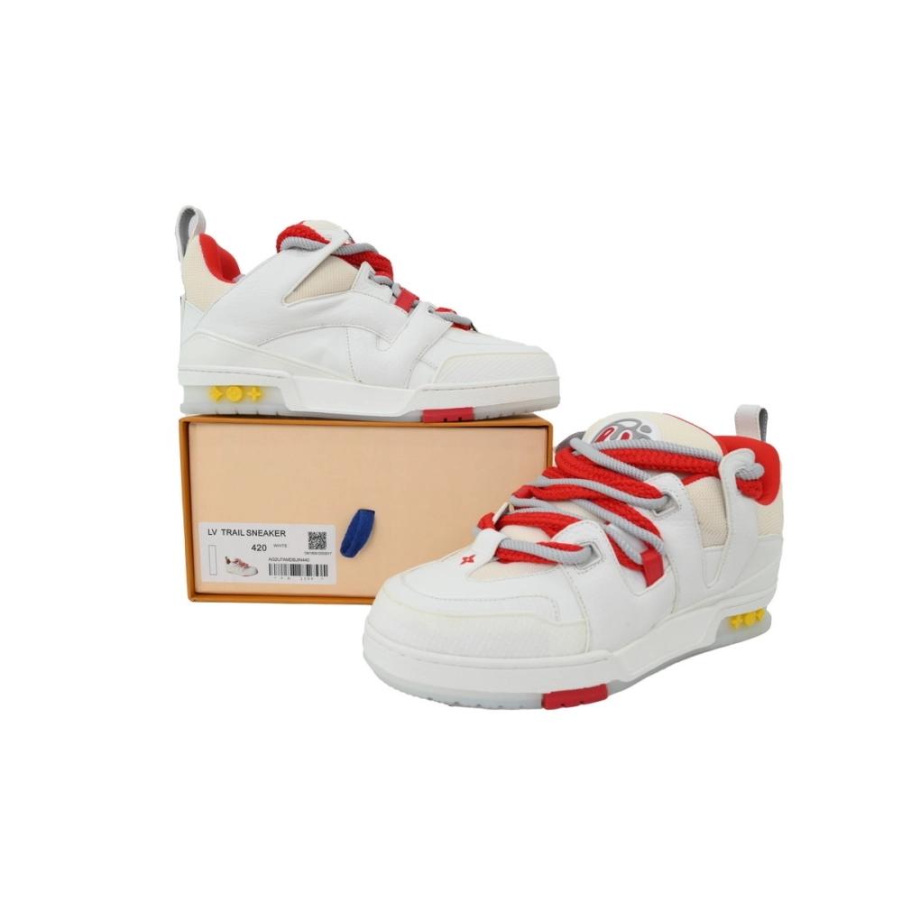 Louis Vuitton LV Skate Sneaker White And Red Flowers