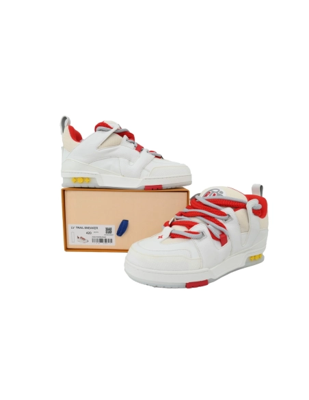 Louis Vuitton LV Skate Sneaker White And Red Flowers