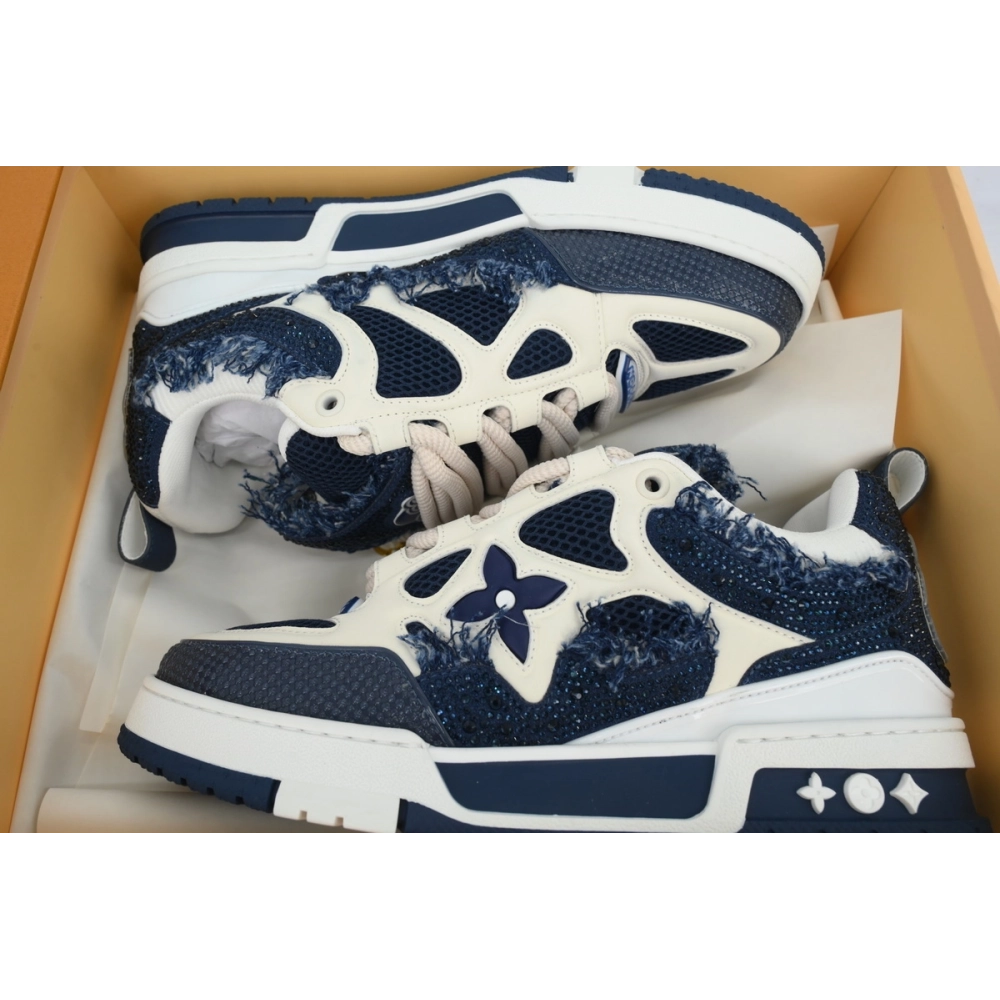 Louis Vuitton LV Skate Sneaker Horsehair Fabric Blue Diamond