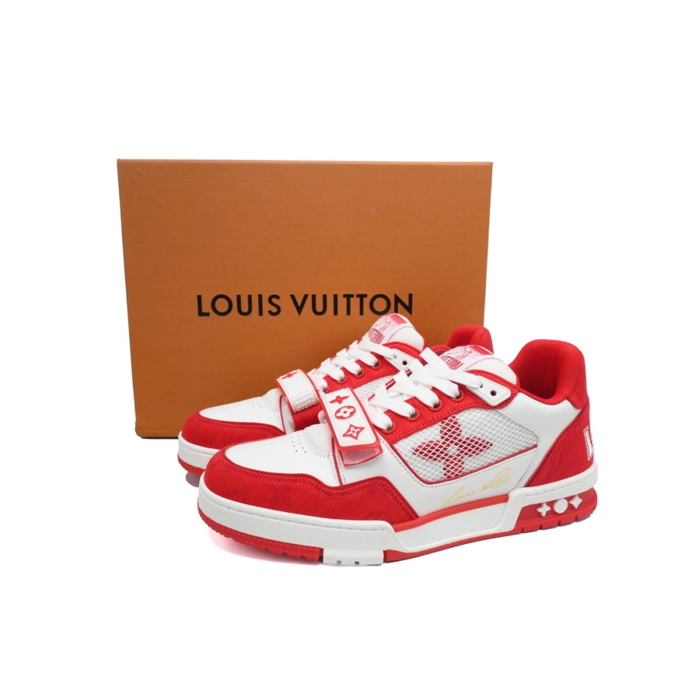 Louis Vuitton Trainer Red Monogram Denim 1ABLXI