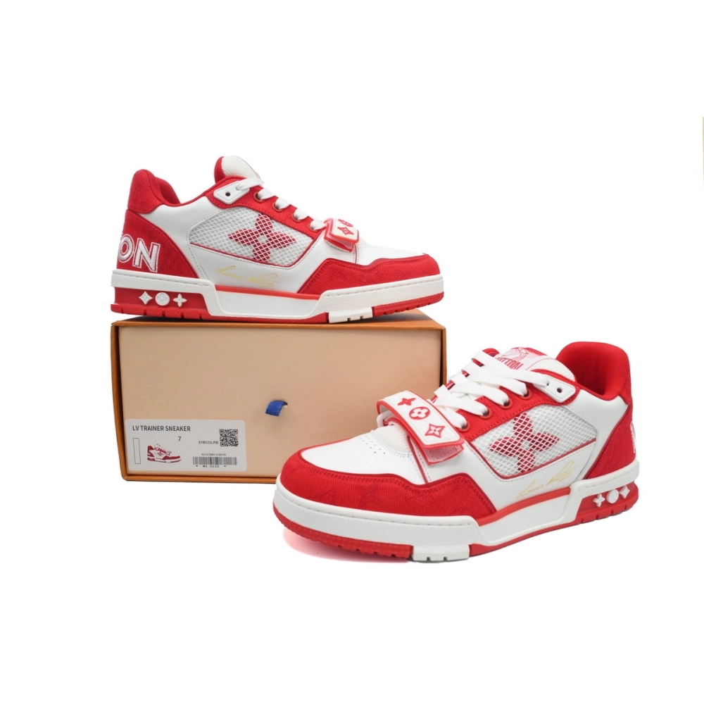 Louis Vuitton Trainer Red Monogram Denim 1ABLXI