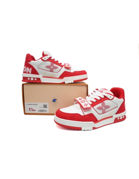 Louis Vuitton Trainer Red Monogram Denim 1ABLXI