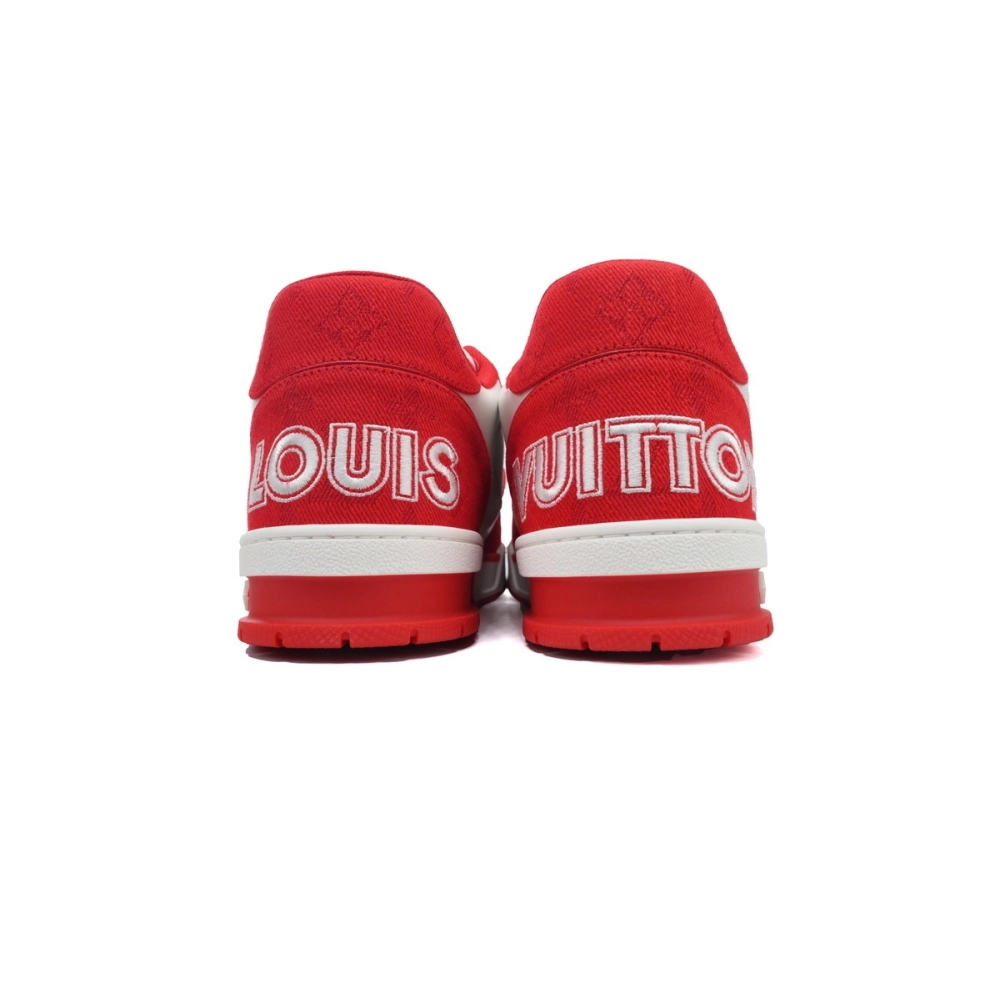 Louis Vuitton Trainer Red Monogram Denim 1ABLXI