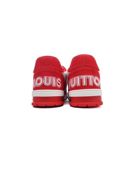 Louis Vuitton Trainer Red Monogram Denim 1ABLXI