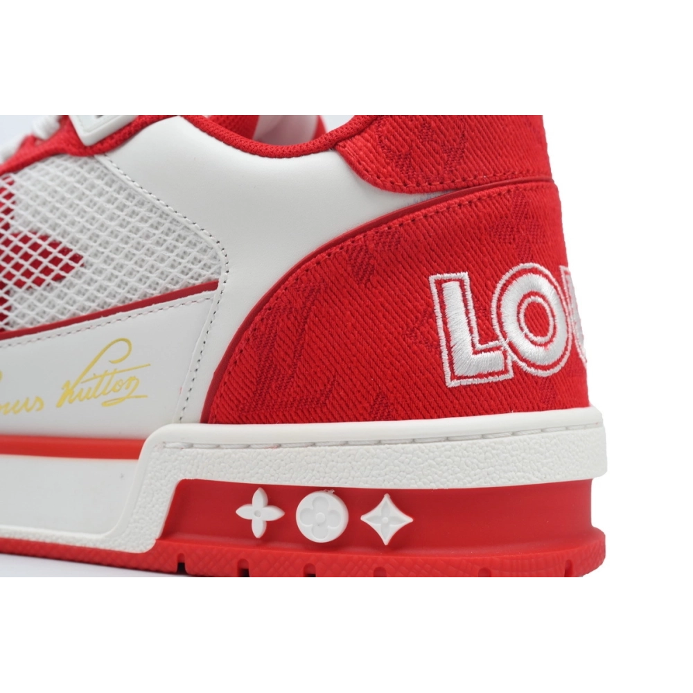 Louis Vuitton Trainer Red Monogram Denim 1ABLXI