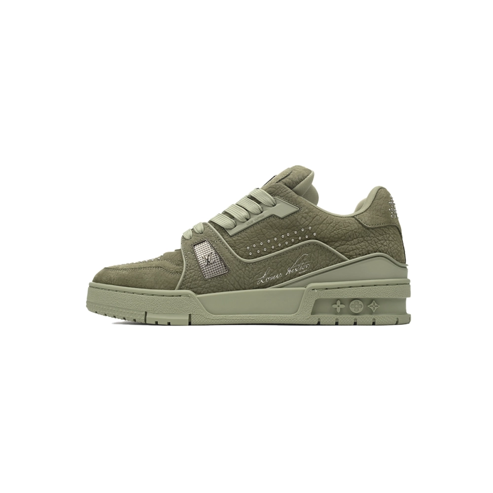 Louis Vuitton Trainer Green Rivets