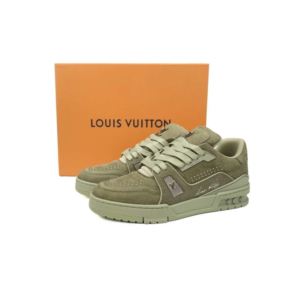 Louis Vuitton Trainer Green Rivets