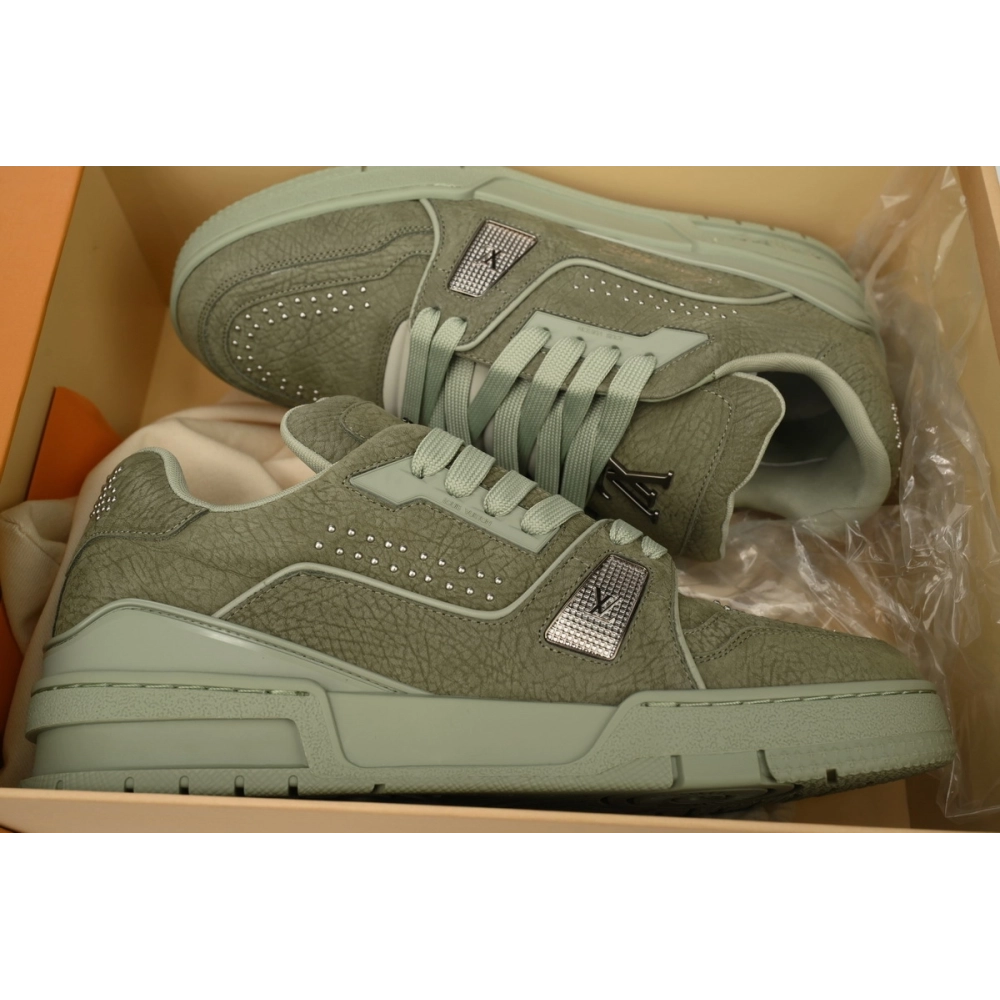 Louis Vuitton Trainer Green Rivets