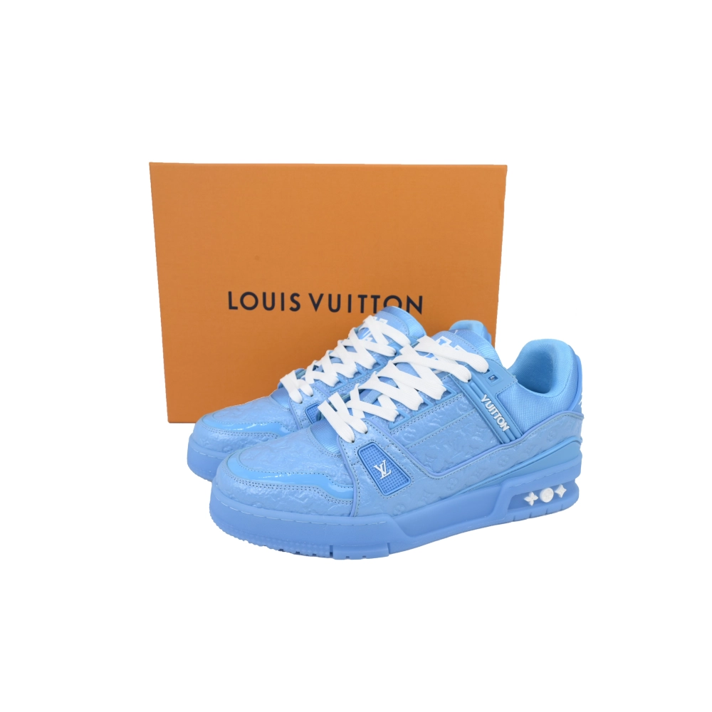 Louis Vuitton Trainer Blue Lychee Patent Leather