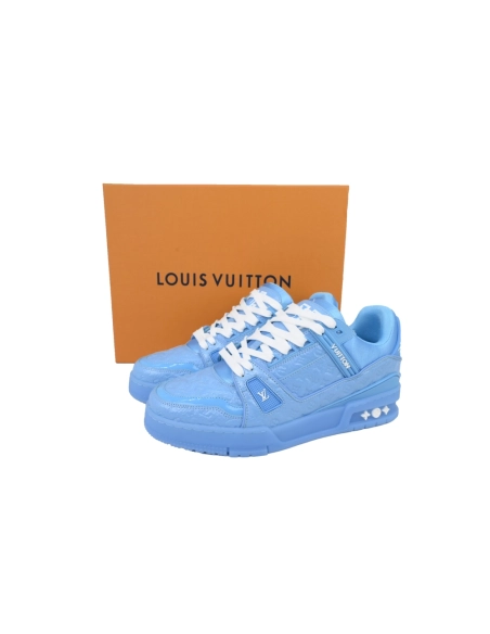 Louis Vuitton Trainer Blue Lychee Patent Leather