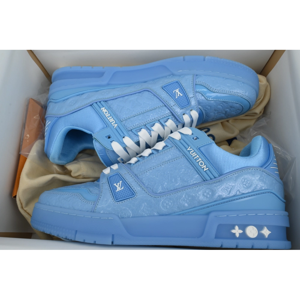 Louis Vuitton Trainer Blue Lychee Patent Leather