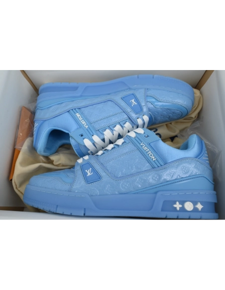 Louis Vuitton Trainer Blue Lychee Patent Leather