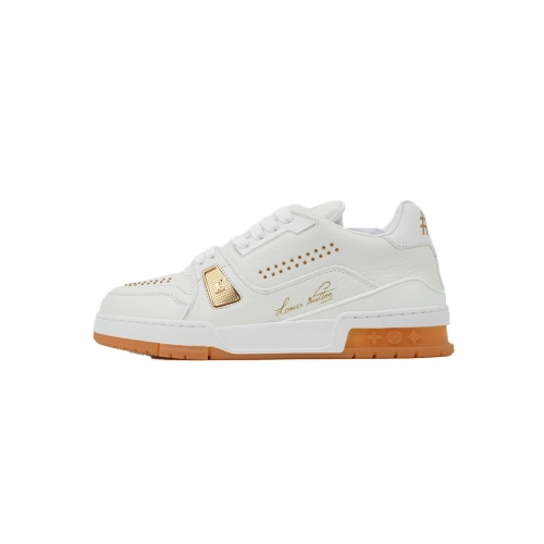 Louis Vuitton Trainer White Orange Rivet