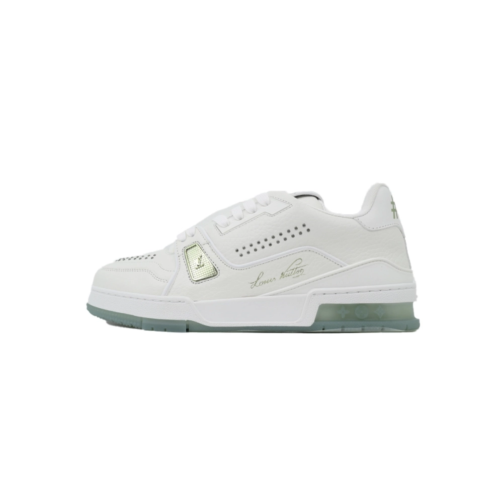 Louis Vuitton Trainer White Green Rivets