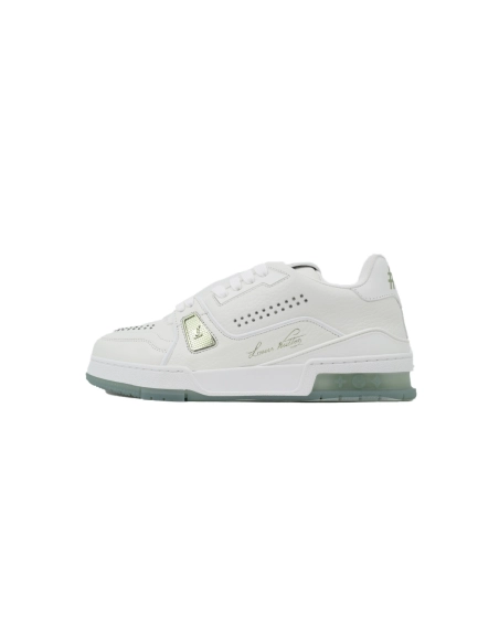 Louis Vuitton Trainer White Green Rivets