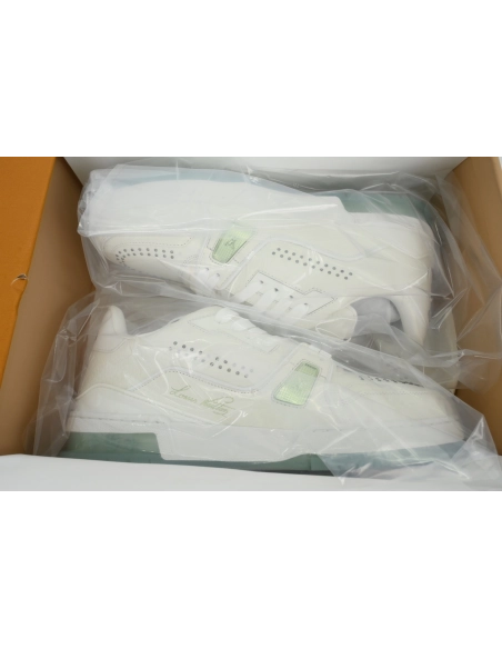 Louis Vuitton Trainer White Green Rivets
