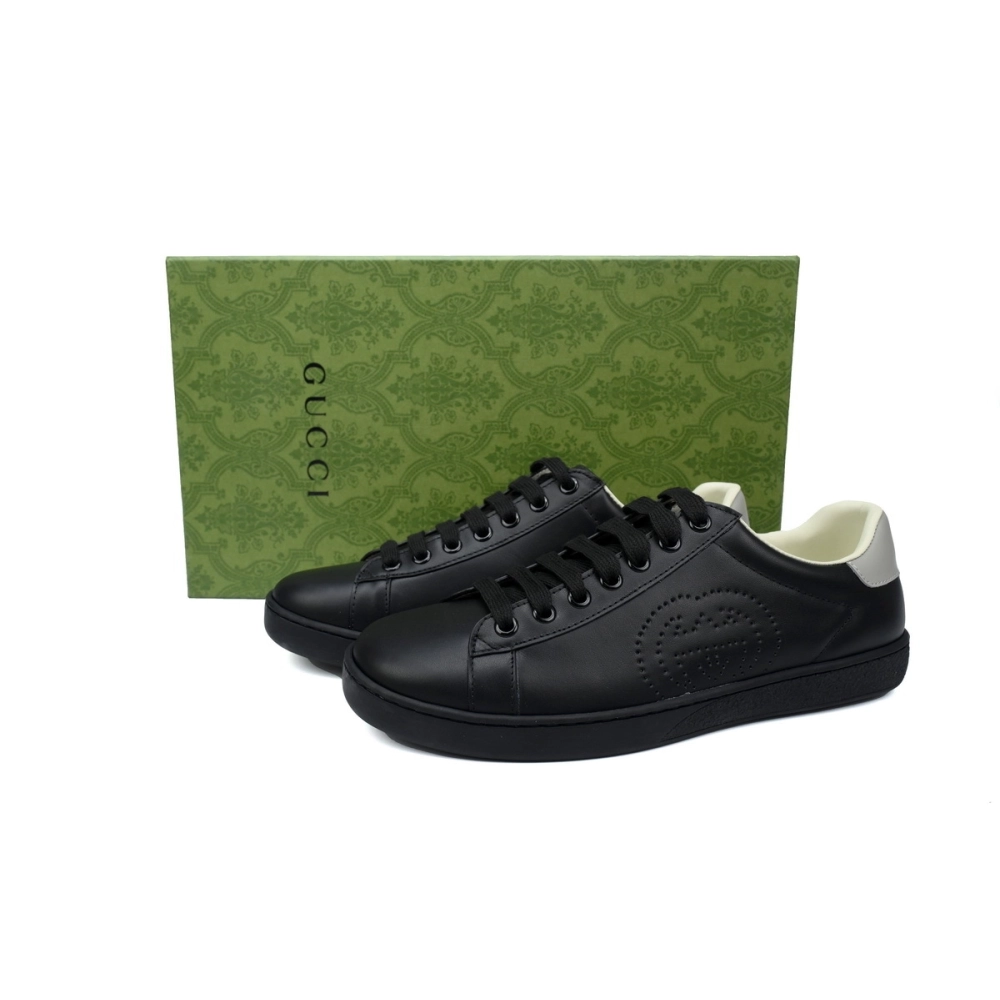 Gucci Ace Perforated Interlocking G Black