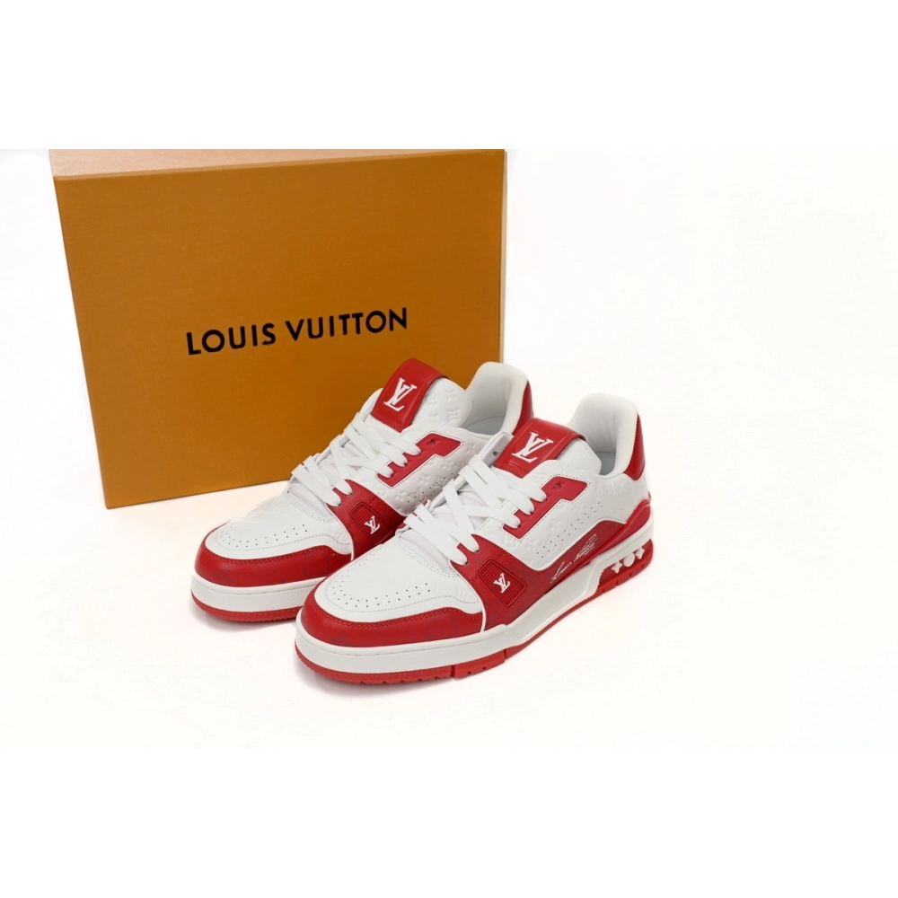 Louis Vuitton Trainer 54 Signature Red White 1AANFH