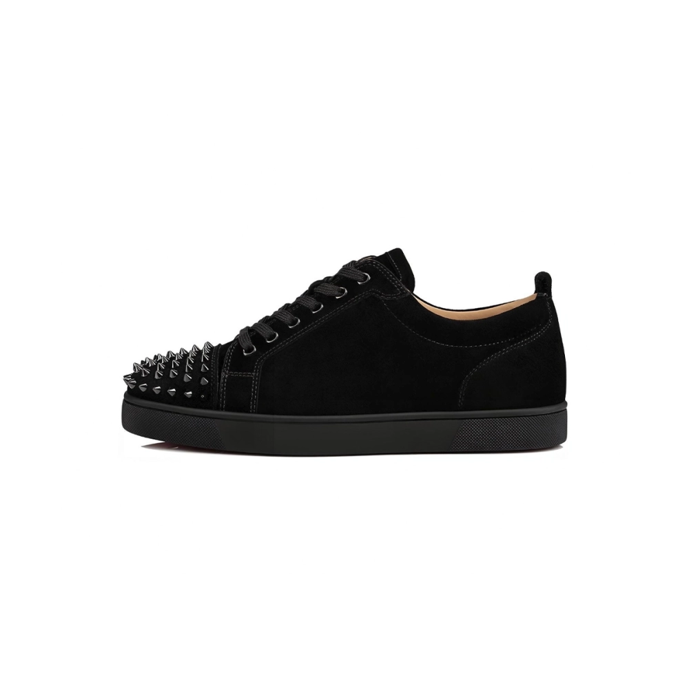 Christian Louboutin Louis Junior Spikes Veau Velours Sneaker Black 1130575CM53