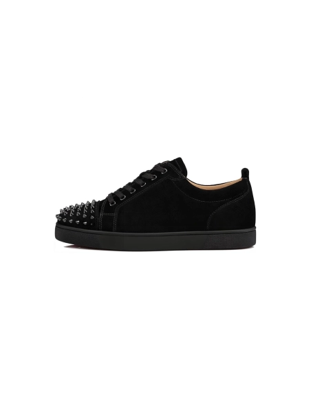 Christian Louboutin Louis Junior Spikes Veau Velours Sneaker Black 1130575CM53