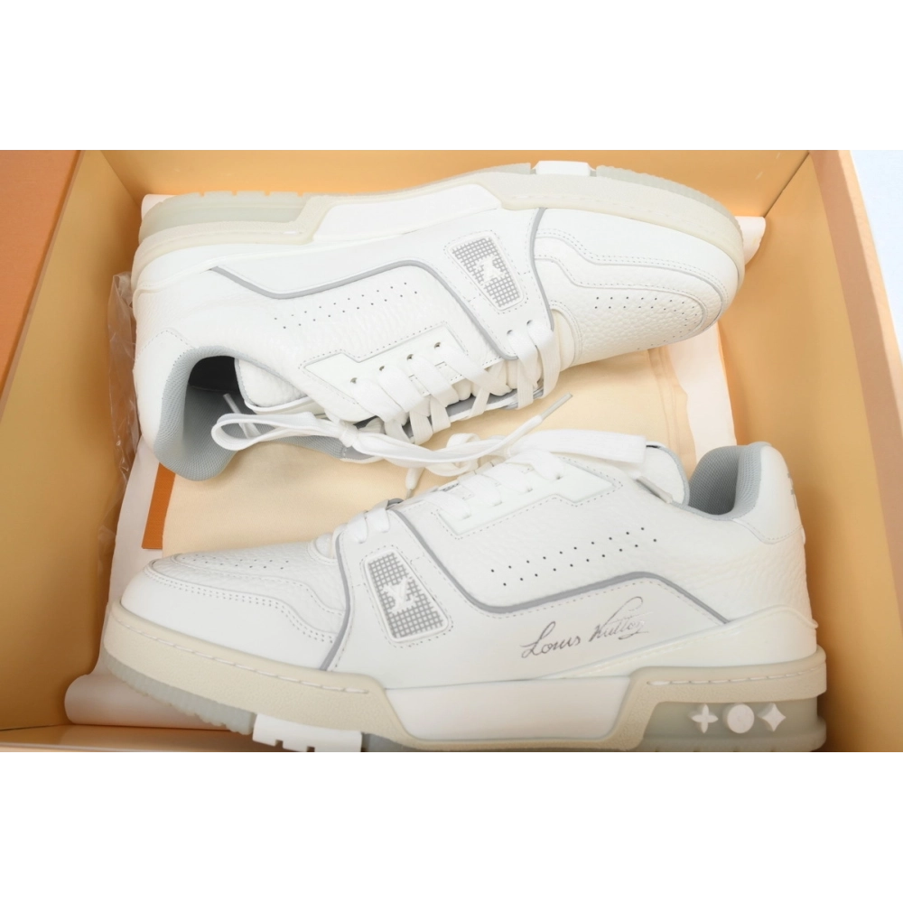Louis Vuitton Trainer White Litchi Pattern FD0221